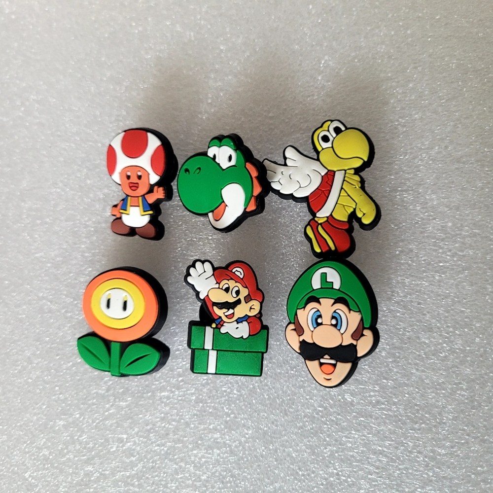 6pc Mario Croc Charm Jibbitz